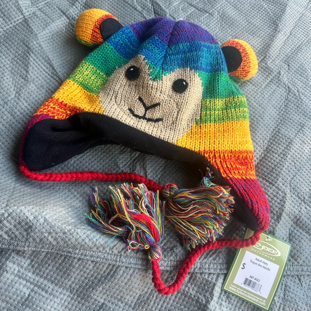 Rainbow Knit Animal Hat for Kids